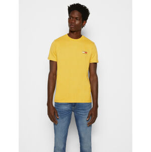 Tommy Jeans pánské žluté triko CHEST LOGO - XL (ZFZ)